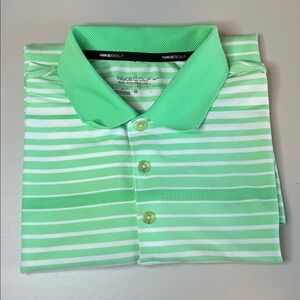 Nike Golf Green/White Striped Polo Size Large *Flaw